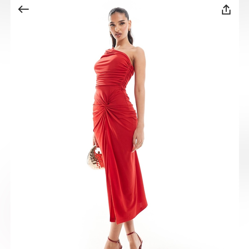 ASOS AX Paris one shoulder knot dress! Size: US 6 or UK 10 Color: Red! NWT